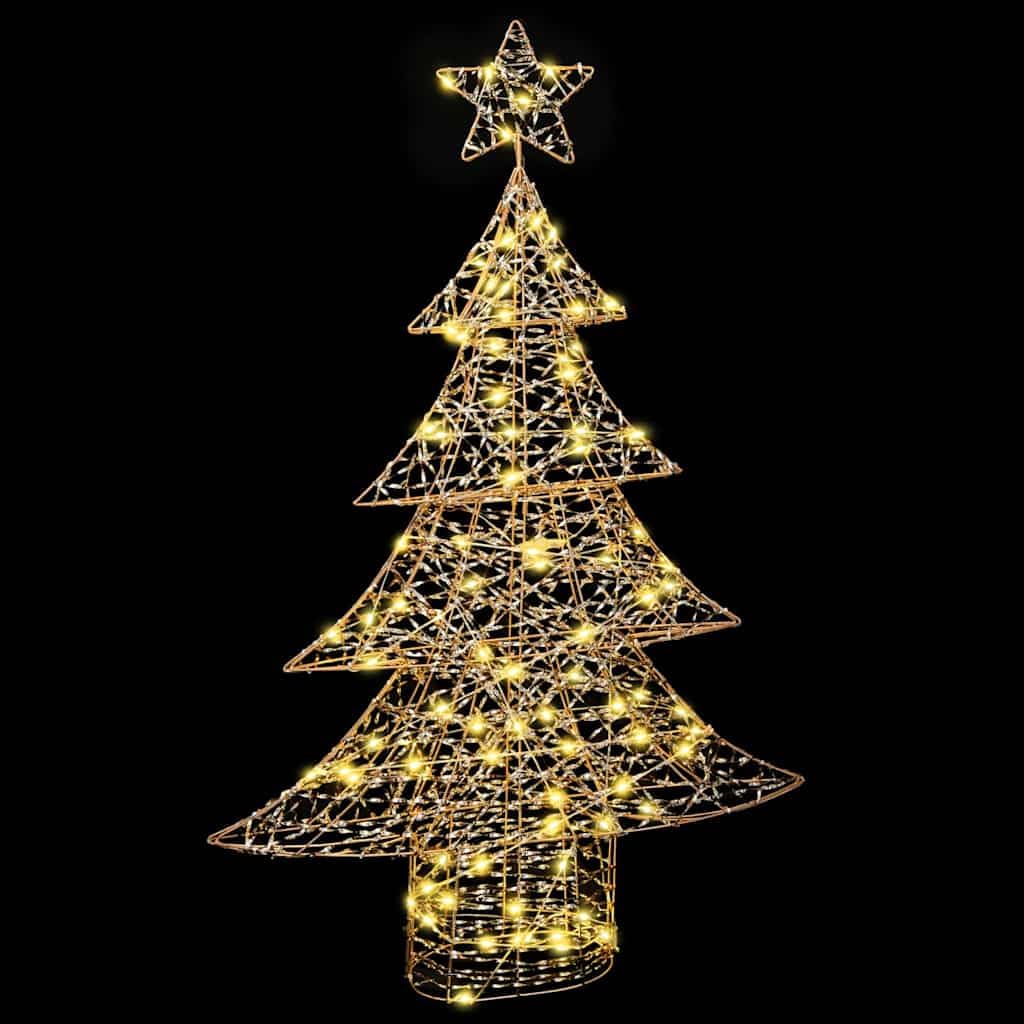 3D Weihnachtsbaum mit 120 LEDs warmweiß, PET Weihnachtsbaumschmuck, USB Betrieb, 120,5 cm hoch, mit fünfzackigem Stern, für Wohnzimmer Fenster Deko, Advent
