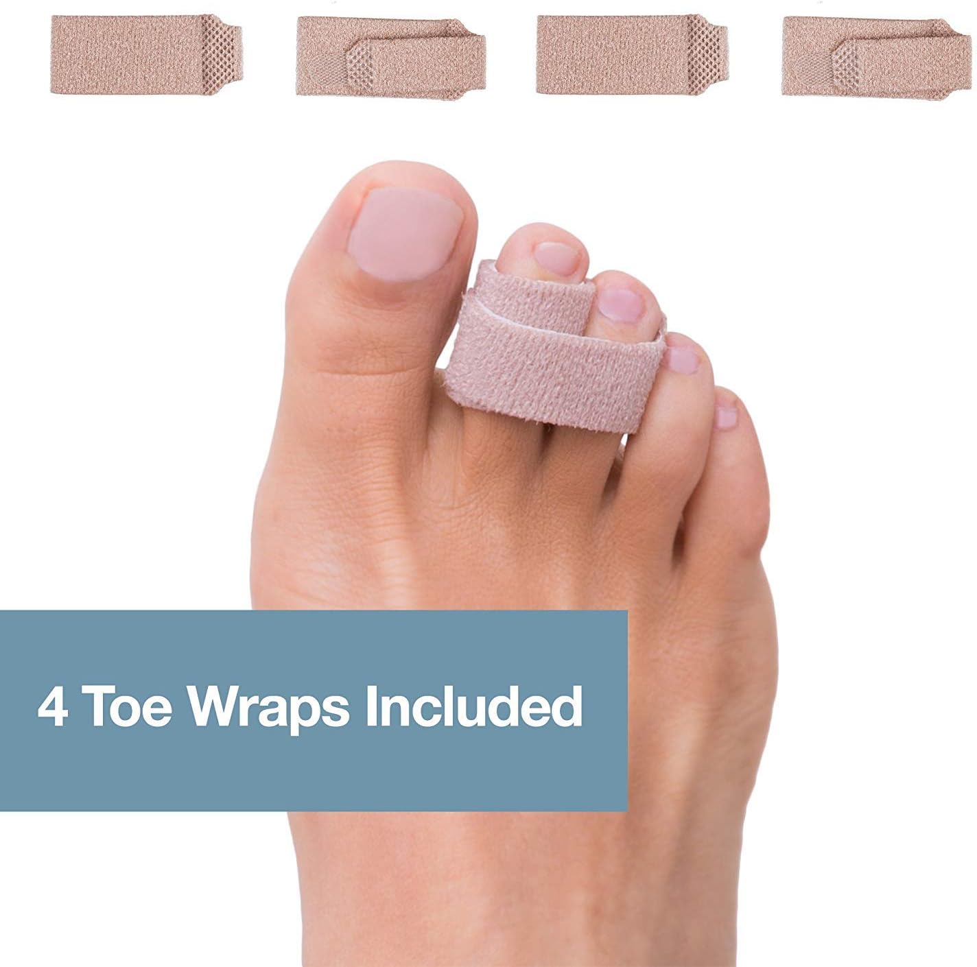 ZenToes Broken Toe Wraps, Cushioned Bandages Hammer Toe Separator Splints, 1 pack, 4 count (Beige) : Health & Household