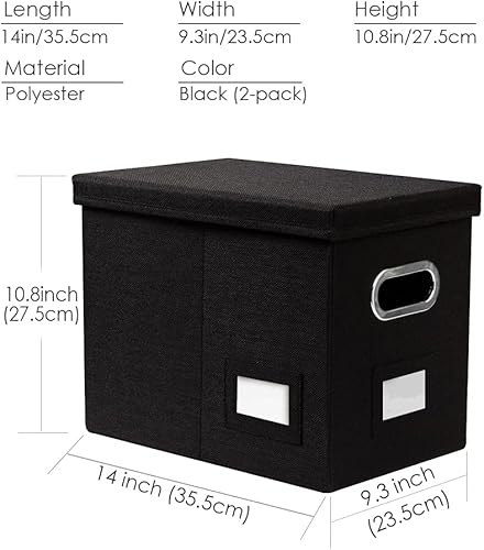 Miniatura 74 de PRANDOM Caja organizadora de archivos, juego de 4 carpetas plegables decorativas de lino para almacenamiento de archivos colgantes con tapas, Gris