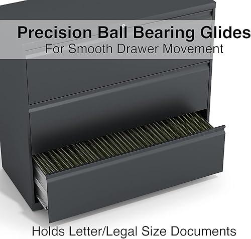 Miniatura 5 de Lorell Lima lateral de 3 cajones, 42 x 18-5/8 x 40-1/4 pulgadas, carbón