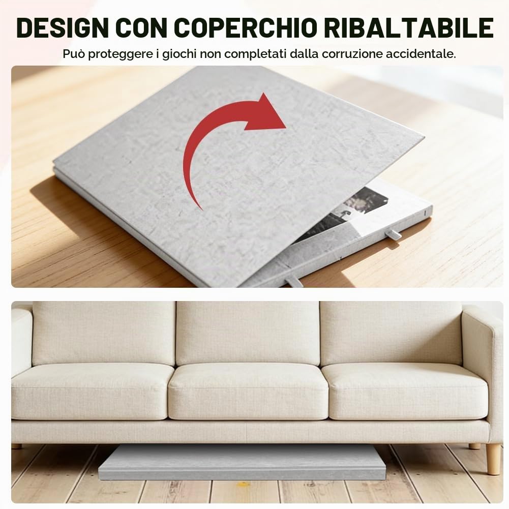 Tavolo per Puzzle con 6 Cassetti, Tavolo per Puzzle 1000 Pezzi, Supporto e Fodera 2 in 1, Tavolo per Puzzle in Feltro Ultraleggero, Tavolo per Puzzle Portatile che Può Contenere fino a 1000 Pezzi