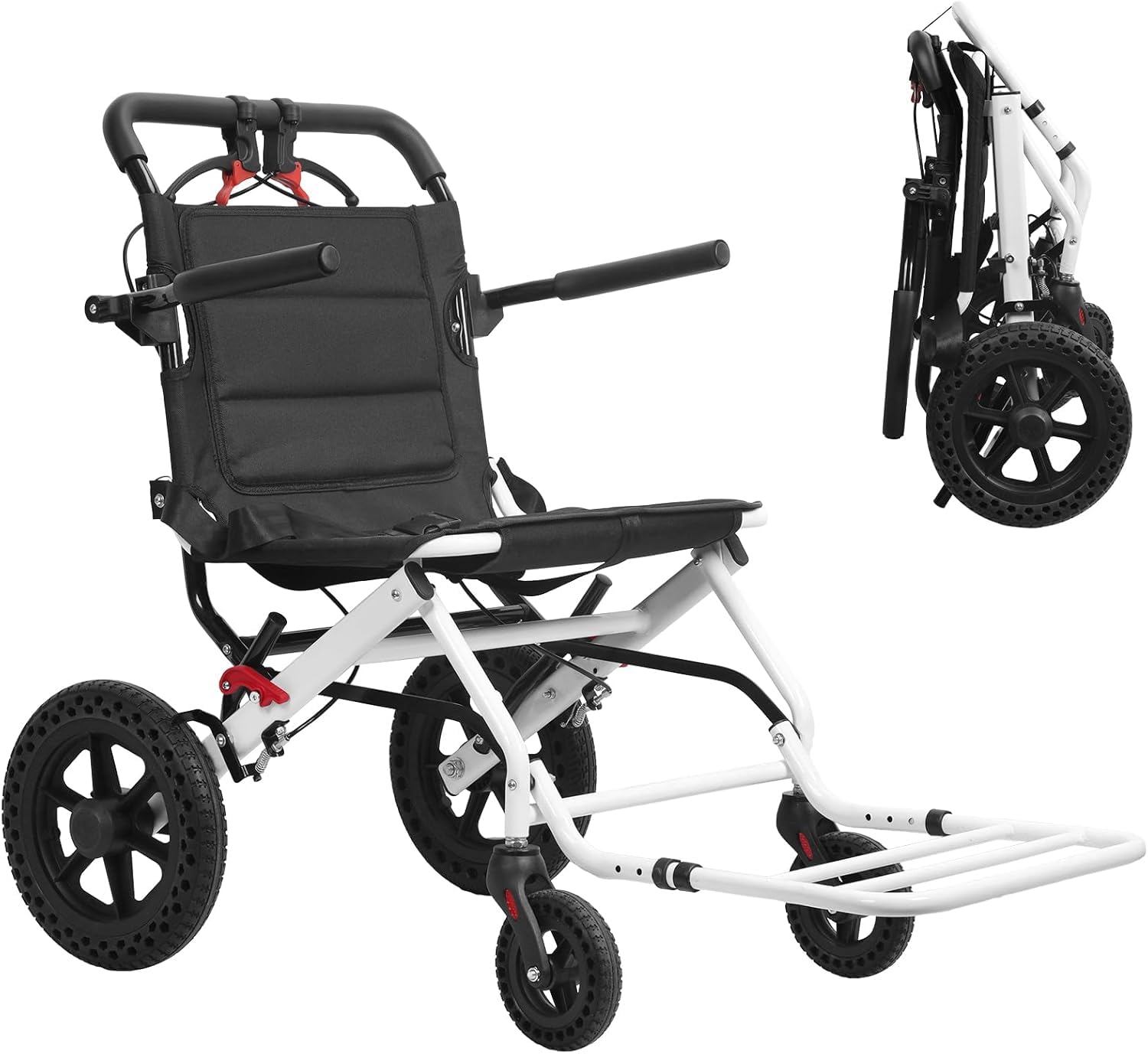 YGNVMCXJG Transport Wheelchair Lightweight Foldable, Ultra Lightweight Travel Wheelchair 14lbs, Transfer Wheelchair for Adults and Seniors, Airplane Travel Wheelchair