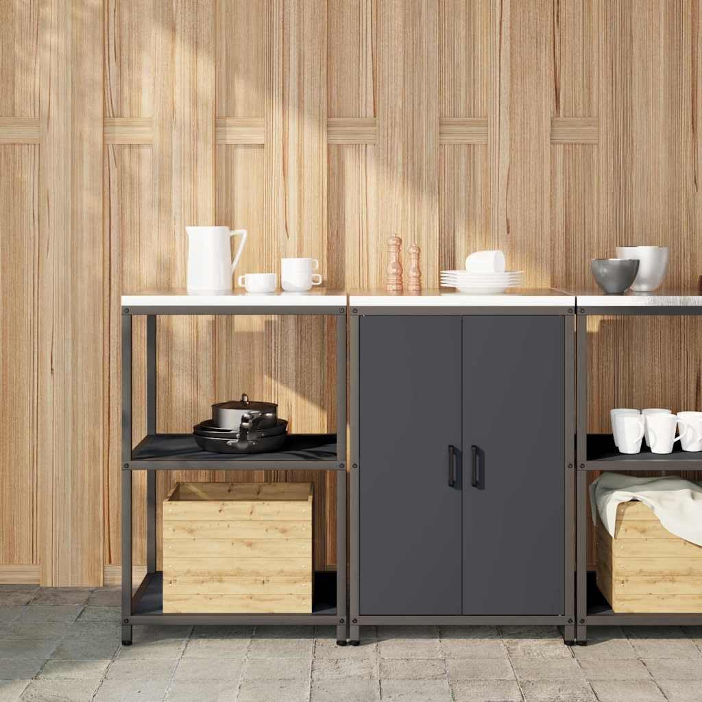 Küchenlager-Set 2-teilig aus Stahl, Küchenunterschrank mit Regalen und Türen, Moderner Vorratsschrank für die Küchenorganisation, 120 x 50 x 92 cm, Anthrazit