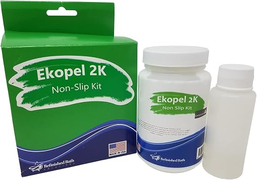 Ekopel Tub Cast Roll On Non Slip Primer + Top Coat Included DIY Tub & Tile Reglazing Kit Bright White Gloss Finish Longest Lasting PRO/DIY Reglazing Bathtub Paint - Odorless Low VOC Tub Paint Kit Made in USA Roll On Non Slip