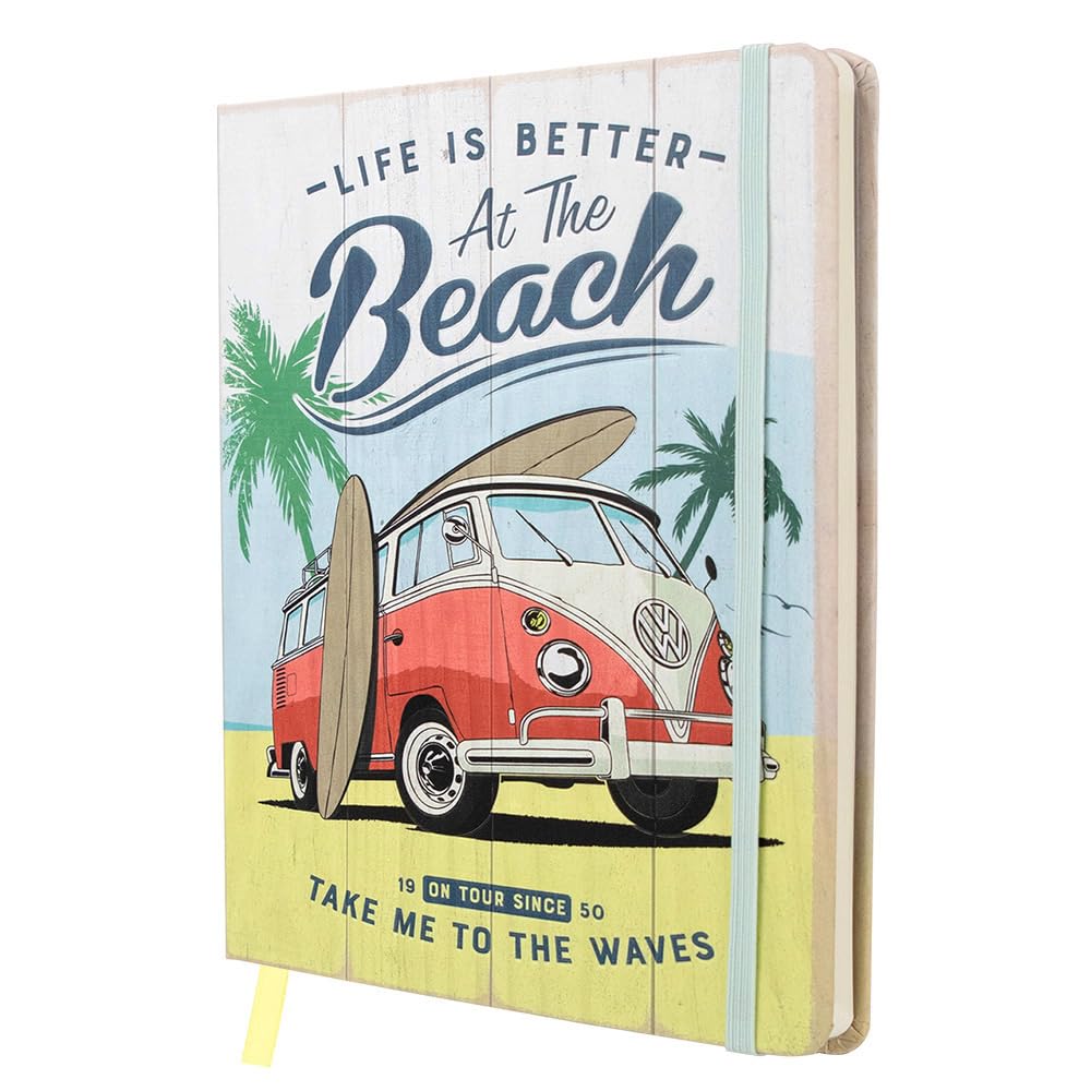 Nostalgic-Art Retro Notebook A5 VW Bulli - Beach - Volkswagen Bus Gift Idea, Original Licensed Product (OLP), Bullet Journal Dotted, Vintage Design