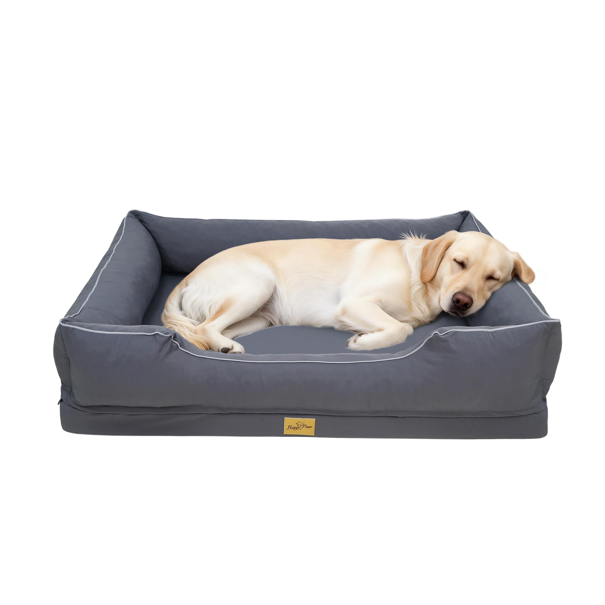 BingoPaw Extra Large Orthopedic Dog Bed Sofa Washable Gray (111X88X23cm)