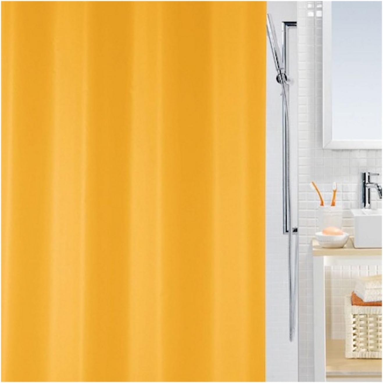 Spirella Bio PEVA Plastic Shower Curtain, 180 x 200 cm, Orange Amazon