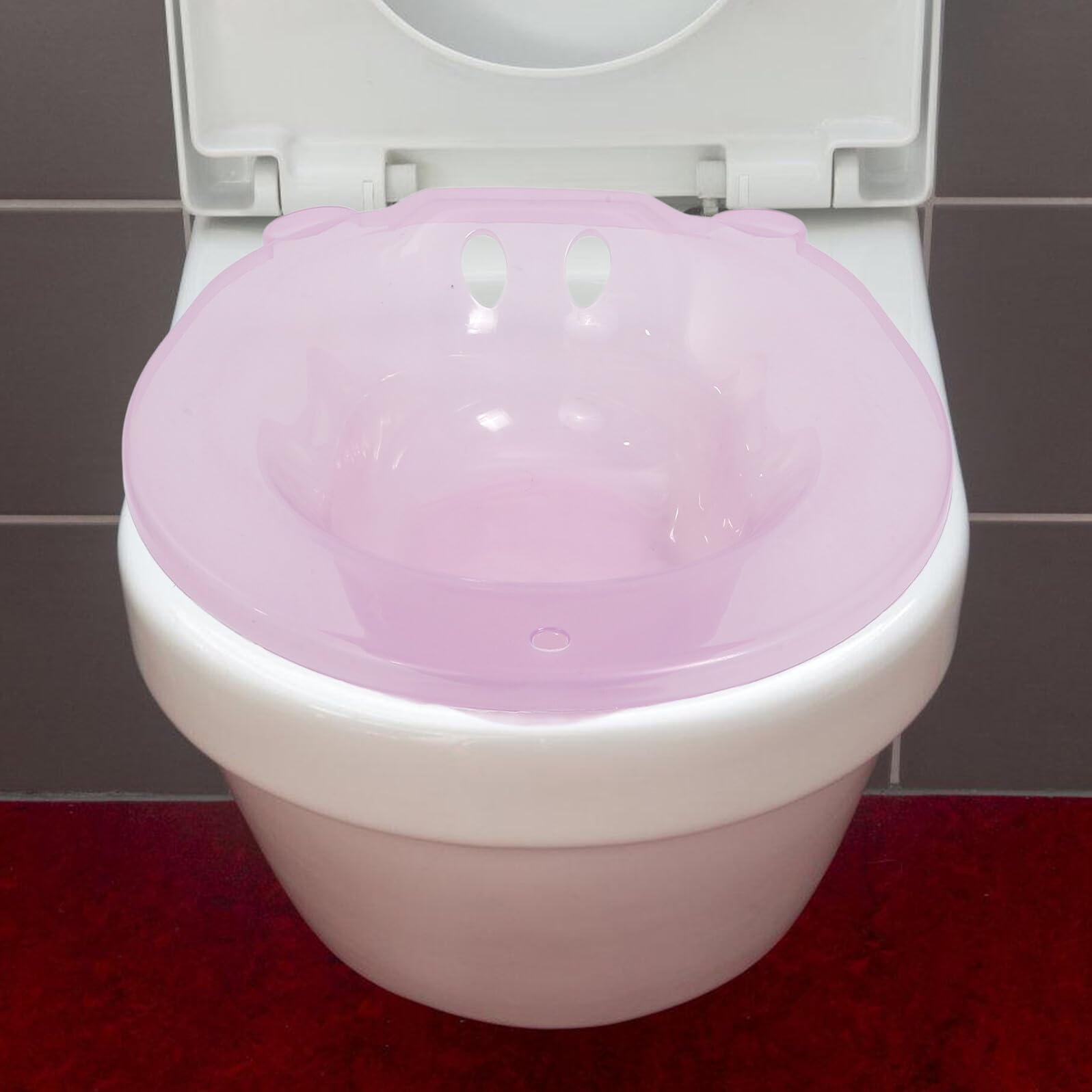 Bacinella per Bagno Intimo in Pp, Rosa, Profonda e Pratica per Post Parto, Uso su Wc per Donne e Anziani