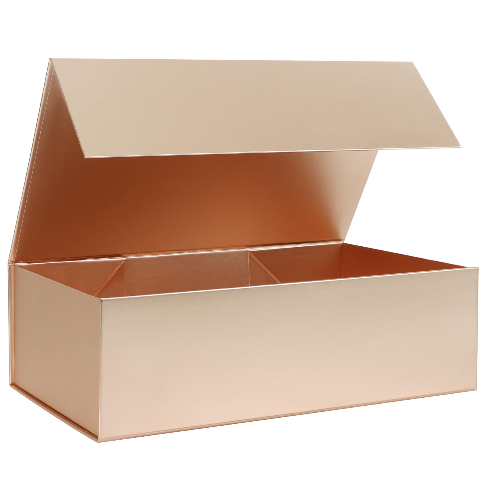 Rose Gold Gift Box with Magnetic Lids 13.8x8.3x4.4 in, Large Bridesmaid Groomsman Proposal Box 1 Pack, Rectangle Storage Box
