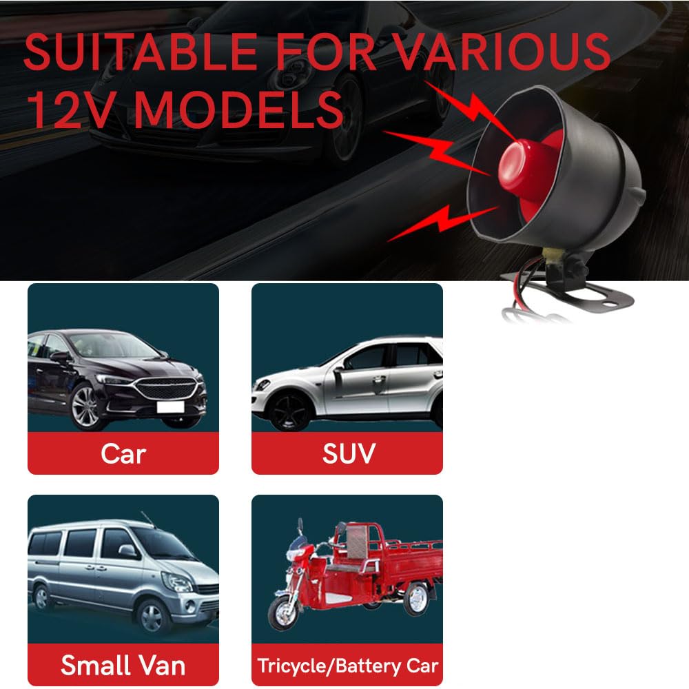 UniV/e*rsal Dispositif d'alarme de voiture, dispositif d'alarme de voiture, système d'alarme de vibration pour voiture 12 V, convient pour les voitures DC 12 V