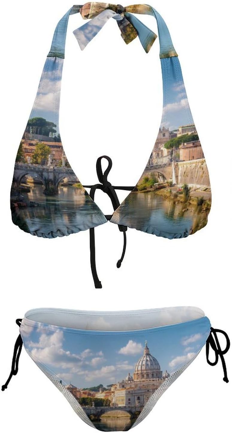 St Peters Basilica in Rome1 Italy Novelty Women's 2 Piece String Bikini Set Swimsuits Bathing Suit Swimwear