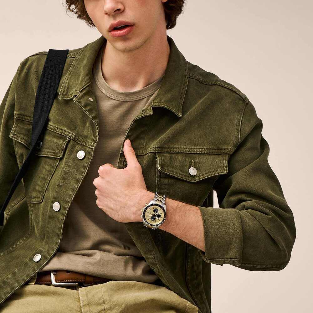 FOSSIL Autocross Uhr für Herren, Quarz Multifunktionswerk mit Edelstahl oder Lederarmband