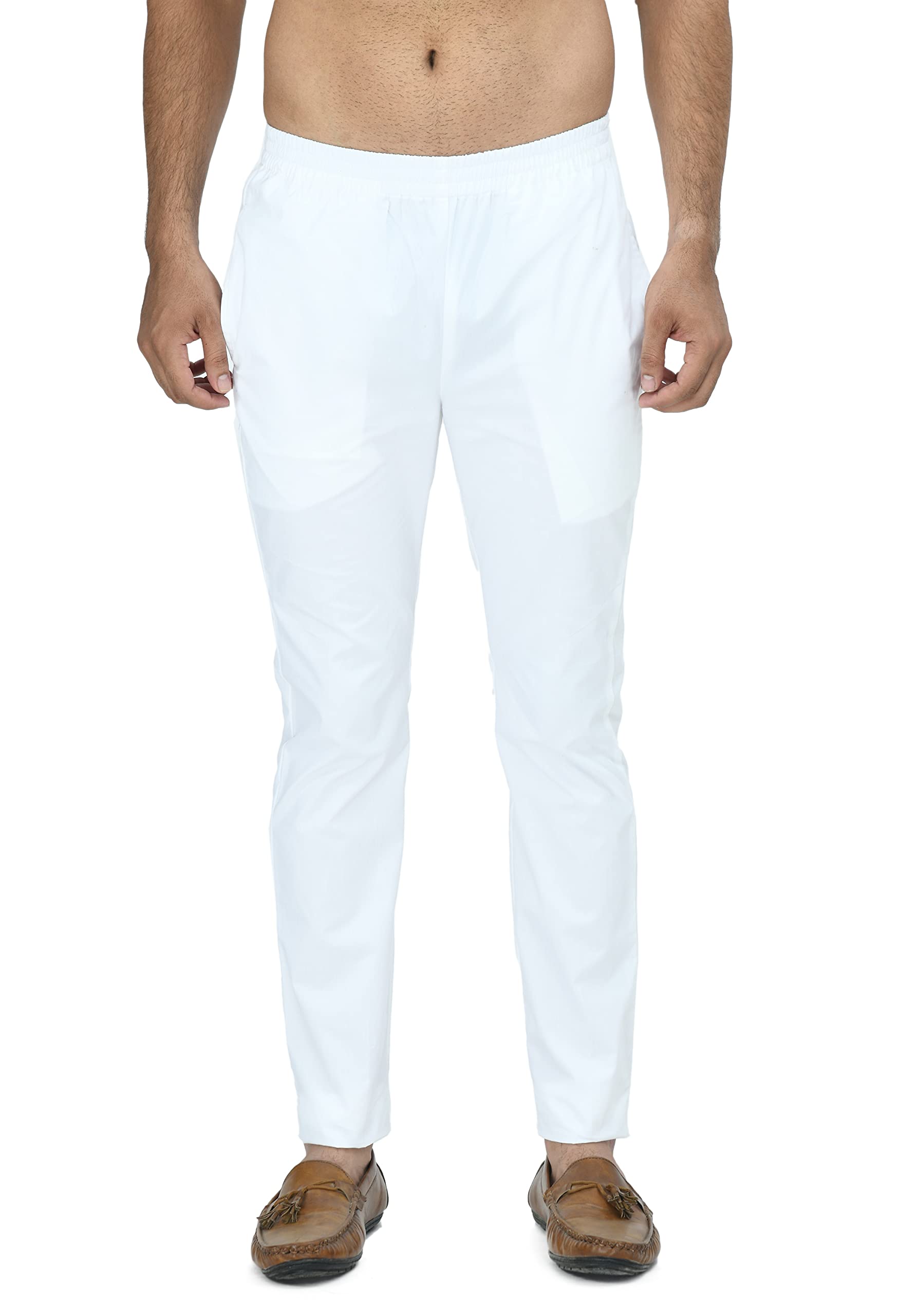 DESIGN TREND Men's Elastic Normal White Pajama (According to Size) with 2 Pockets.