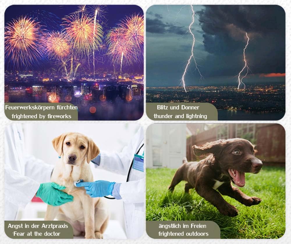 Hunde-Angstlinderungsmantel, Ohrenschutz, wärmer, beruhigende Angstjacke für Hunde mit reflektierenden Streifen, beruhigender Rollkragen für Donner, Feuerwerk, Reisen und Trennungsangst (Blau,