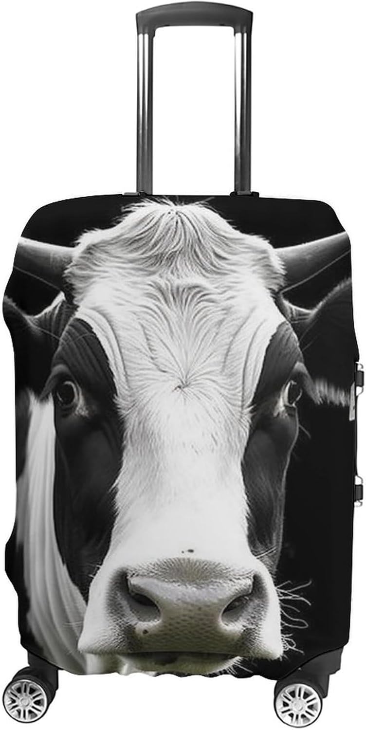Animal Funny Cow Head Luggage Cover for Travel, Washable Suitcase Protector for Home, Anti Scratch Luggage Covers L with Zippers on Both Sides, Suitcase Stretchable Outdoor Accessories