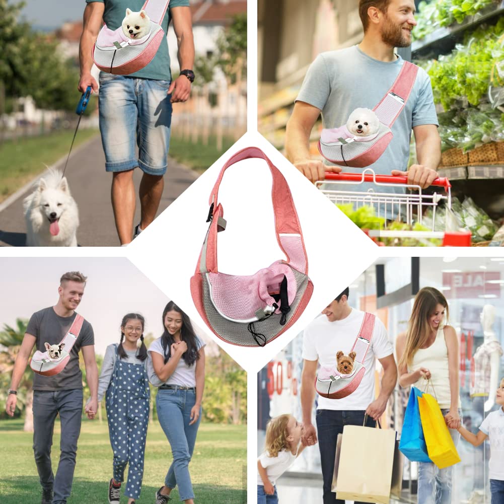 FEimaX Sac de Transport pour Chien, Sac à Bandoulière Mains Libres pour Petit Animal Compagnie avec Sangle Réglable, Sac de Transport Sécurisé avec Filet Respirant pour Promenade Voyage