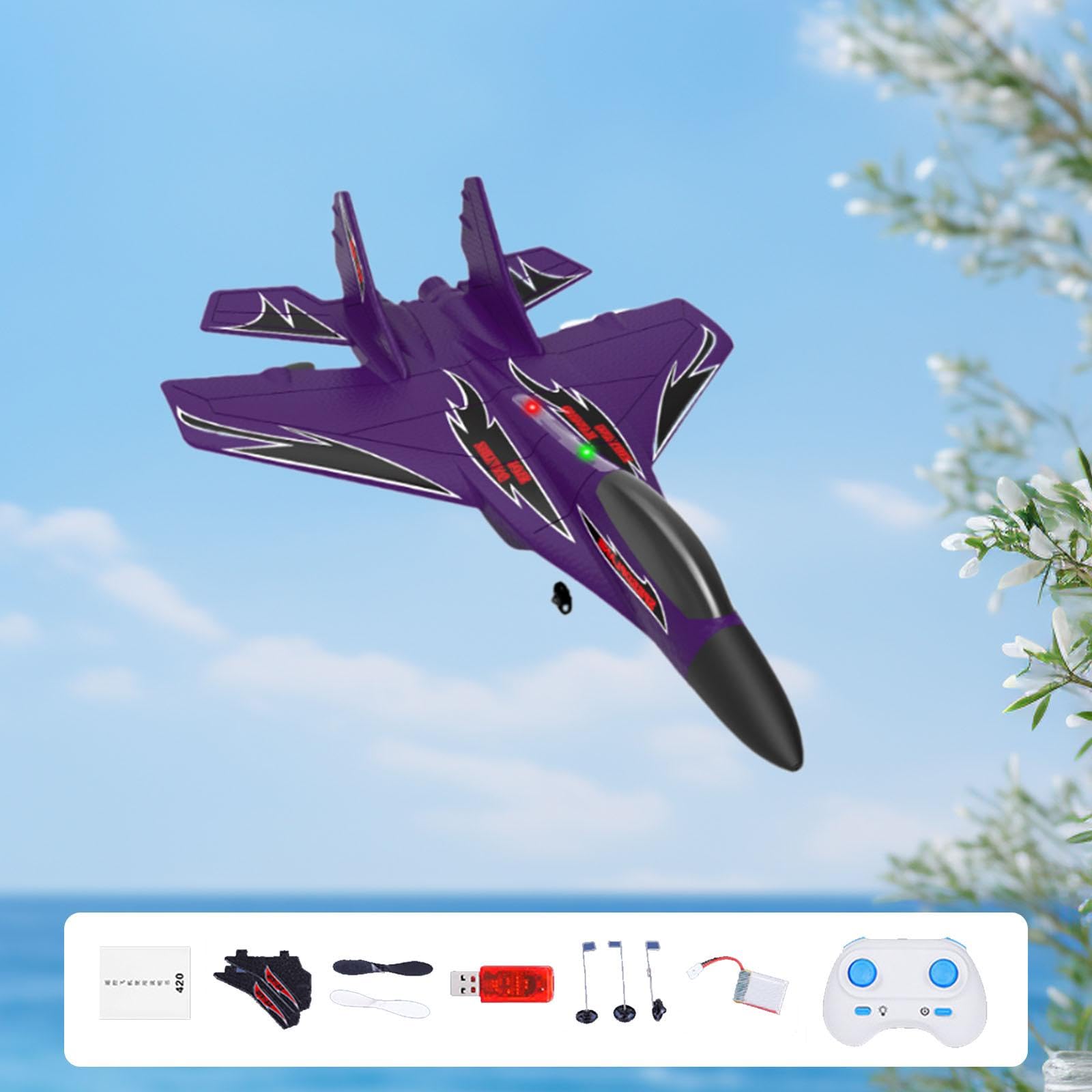 Milageto Avión RC Planeador RC Avión Teledirigido Estructura Ligera de Espuma PP con Y Planeo Estable Adecuado para Principiantes Pa, Púrpura