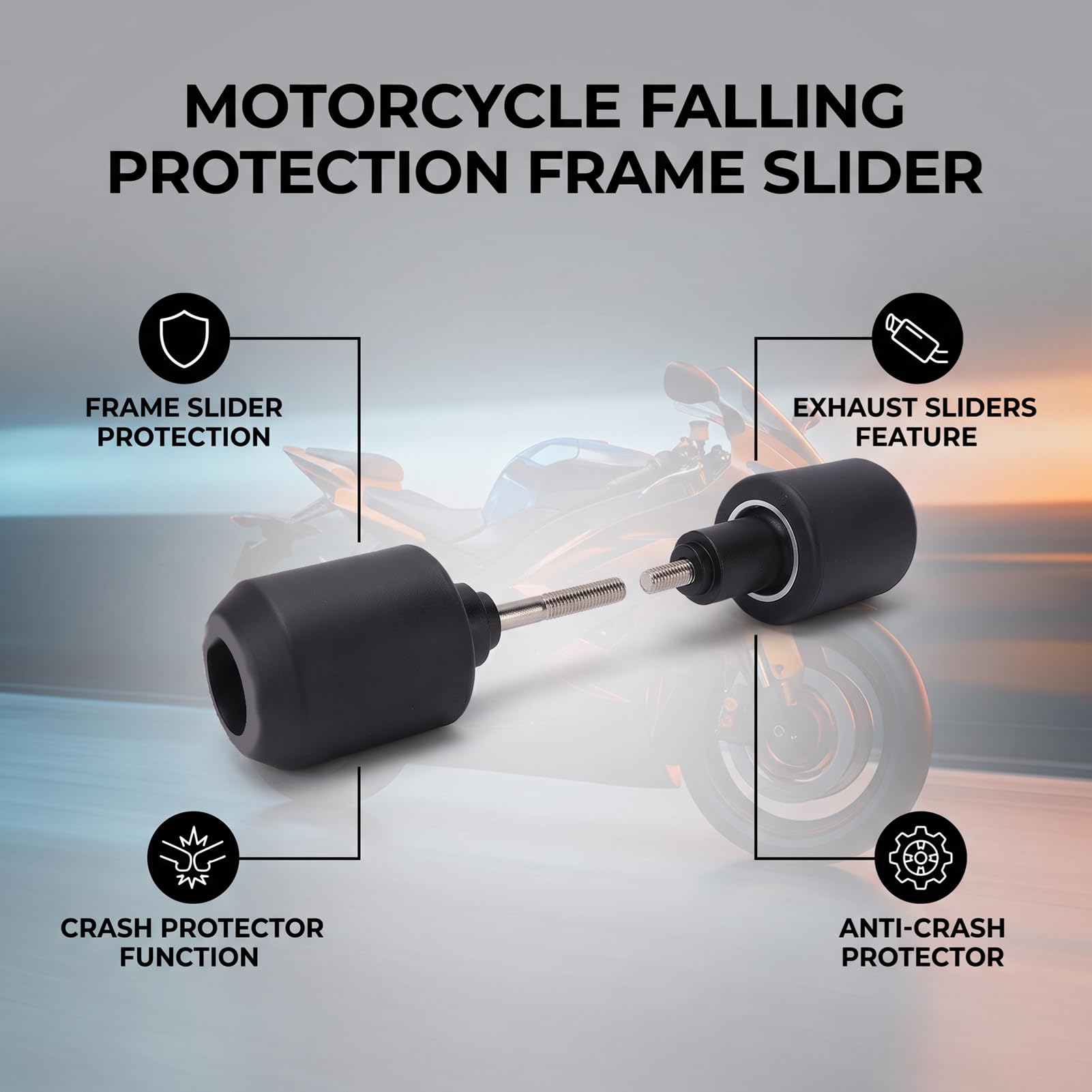 aqxreight Cursori Telaio Moto, Protezioni Anticaduta 2010-2011 for Moto | Protezione Antiurto in Nylon Fibra di Vetro e Lega Alluminio, Uso Strada