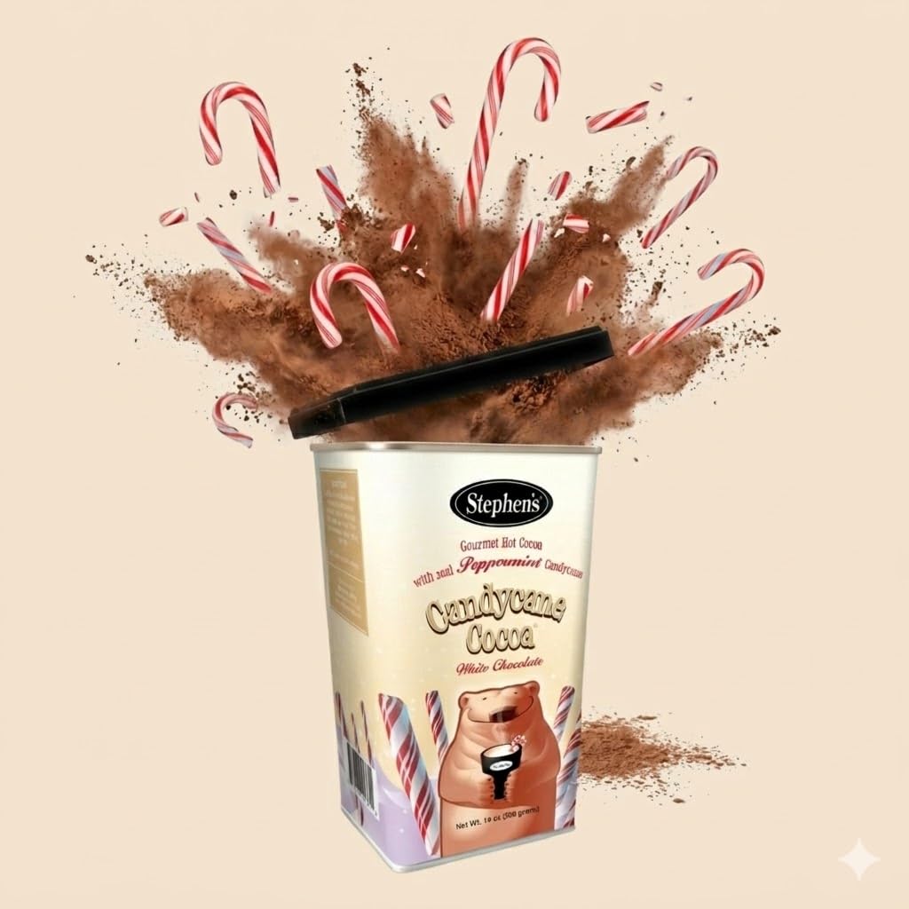 Stephen’s Gourmet White Chocolate Candy Cane Hot Cocoa Mix, Creamy Peppermint Cocoa, 14 oz Canisters (Pack of 6)