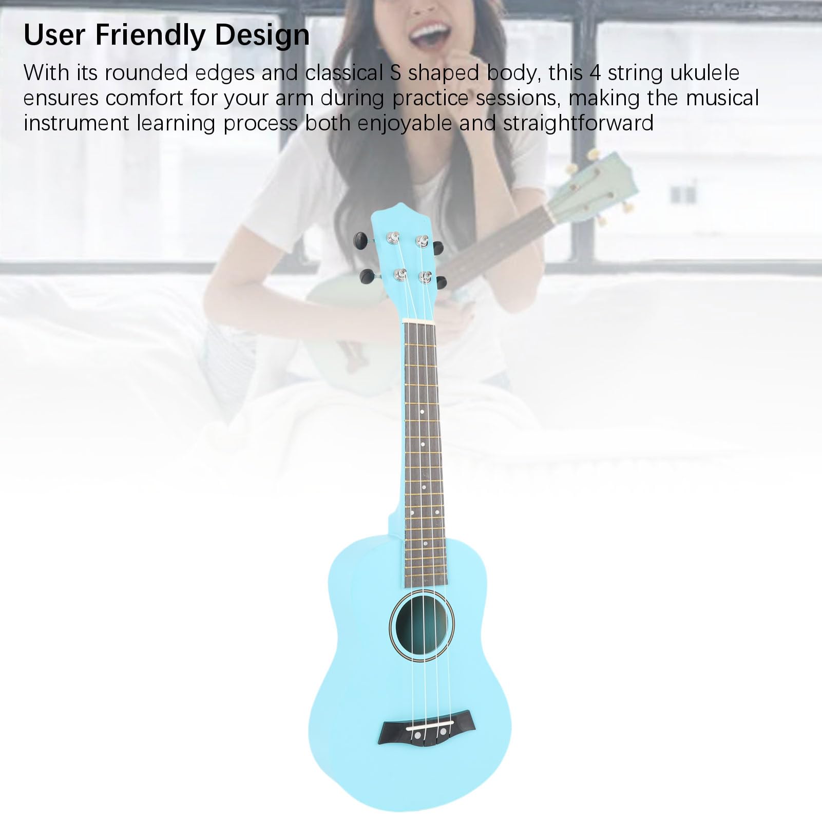 Socobeta Set Ukulele in Tiglio da 61 Cm con Accordatore per Principianti, Kit Leggero per Plettri in Nylon per Bambini
