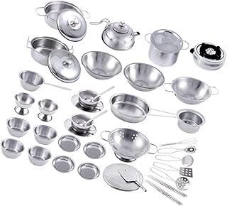 ibasenice 40 Pçs/Conjunto De Aço Inoxidável Play House Utensílios De Cozinha Meninas Brinquedos Utensílios De Cozinha Brinquedo Prata Plástico Quebra-Cabeça Utensílios De Cozinha Criança
