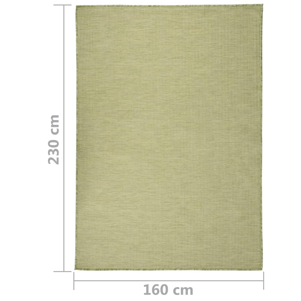 Dywan do użytku na zewnątrz, płaski, 160 x 230 cm, zielony, odporny na warunki atmosferyczne, odporny na działanie promieni UV, łatwy w pielęgnacji, antypoślizgowy, na balkon,