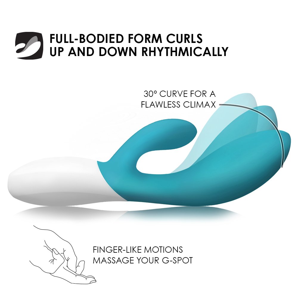 LELO INA Wave Vibratore Rabbit, Ocean Blu, Vibratore doppia stimolazione (Punto G e Clitoride) e movimento Wave – Silenzioso, 10 modi