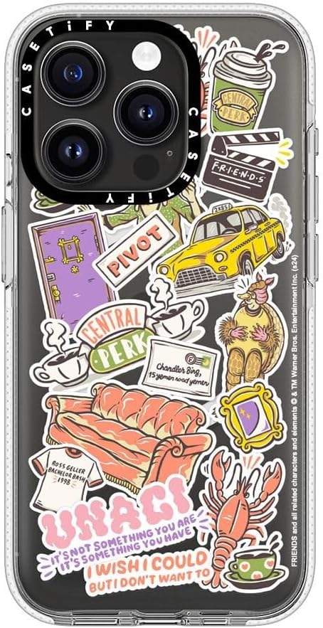 CASETiFY Clear iPhone 15 Pro Case [Friends Co-Lab/Not Yellowing/Compatible with Magsafe] - Sticker - Clear
