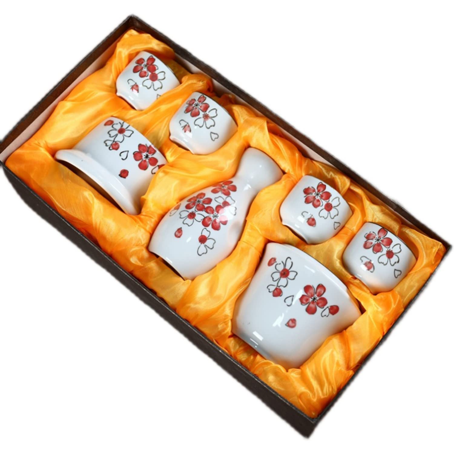 Juego de tazas de sake YJYJY con calentador de porcelana tradicional para bebidas frías y calientes