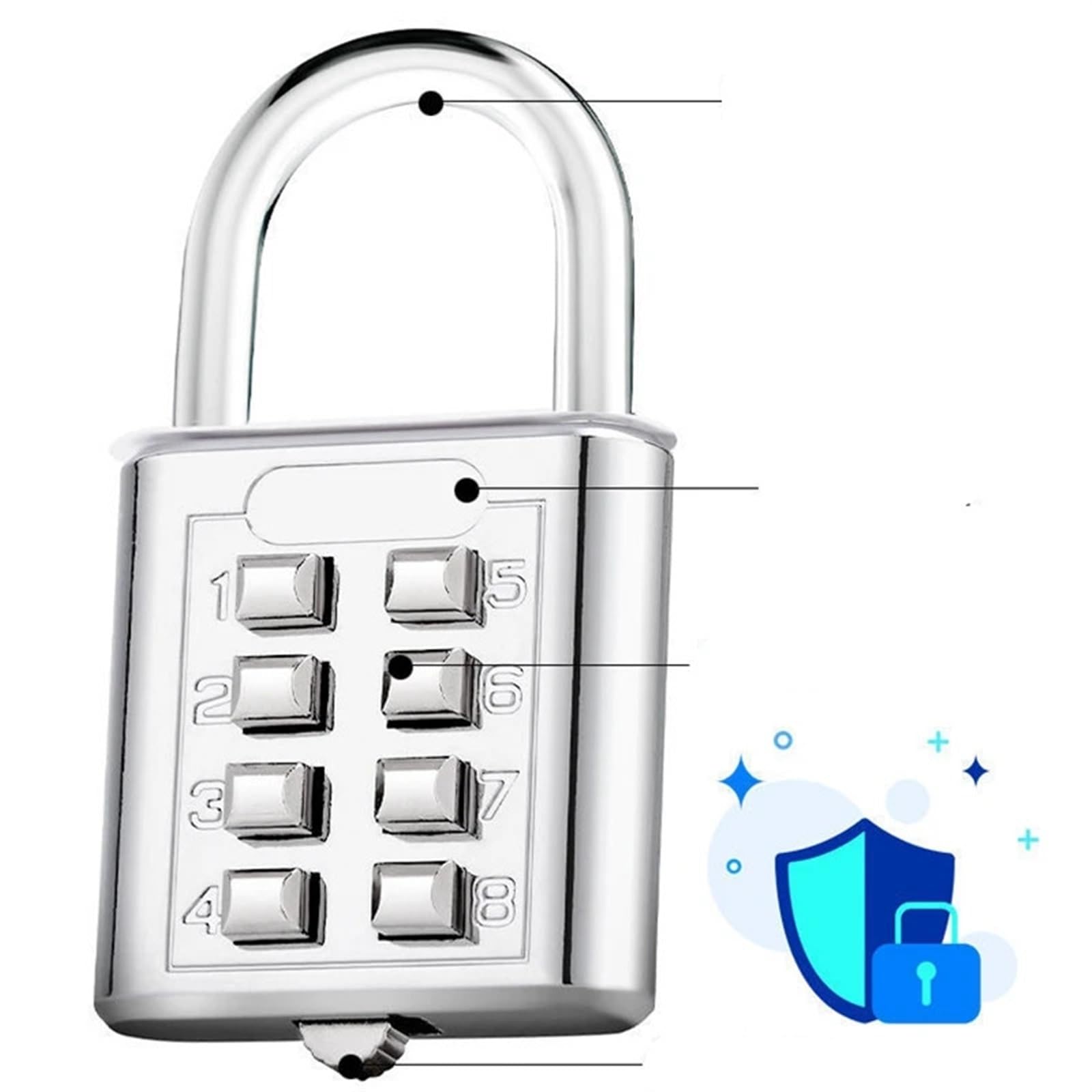 Lucchetto Con Combinazione Lucchetto a combinazione con codice password a 8 cifre Valigia in lega di zinco for bagaglio Codice da viaggio Smart Lock chiave Blocco antifurto