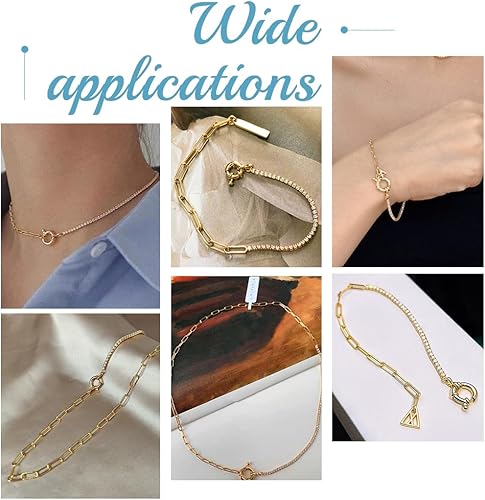 Vista 27 de UNICRAFTALE 8 cierres dorados de resorte de acero inoxidable, cierre de anillo cerrado, cierre de superficie lisa, conectores para fabricación