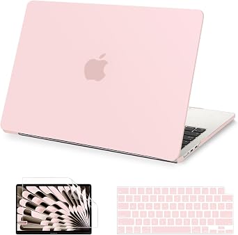 AKIT for MacBook Air 13 Inch Case M5 M4 M3 M2 2026-2022, Matte Chalk Pink