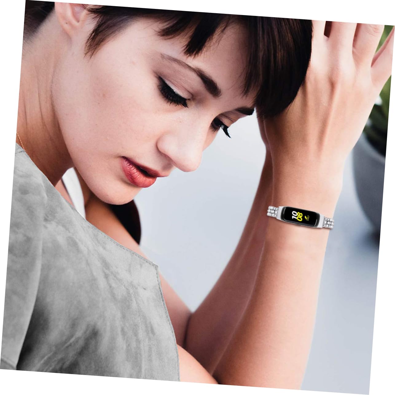 FRCOLOR Silver Rhinestone Replacement Watchband for Durable Strap with Sparkling Rhinestones Elegant Design for Wrists Fashionable Wrist Accessory