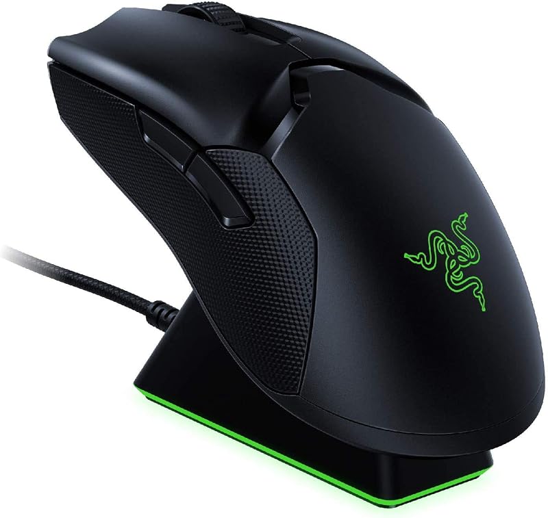 Razer Viper Ultimate Hyperspeed Mouse inalámbrico para juegos más ligero y base de carga RGB: interruptor más rápido - Sensor óptico de 20K PPP - Iluminación cromática - 8 botones programables - Batería de 70 horas