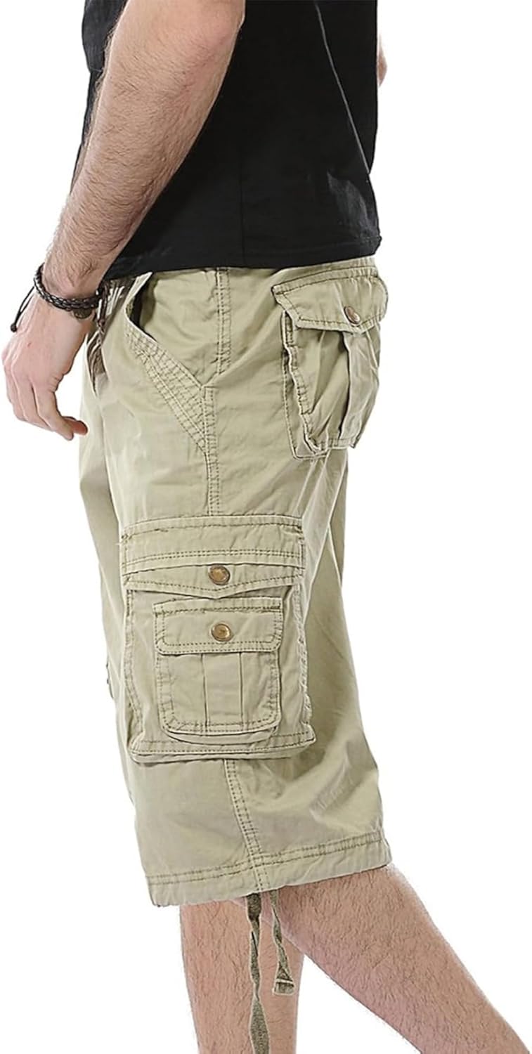 Generic Men's Multi Pocket Zipper Cargo Short Outdoor Casual Loose Fit Dungarees Shorts, 30, Khakia1 at  Men’s Clothing store