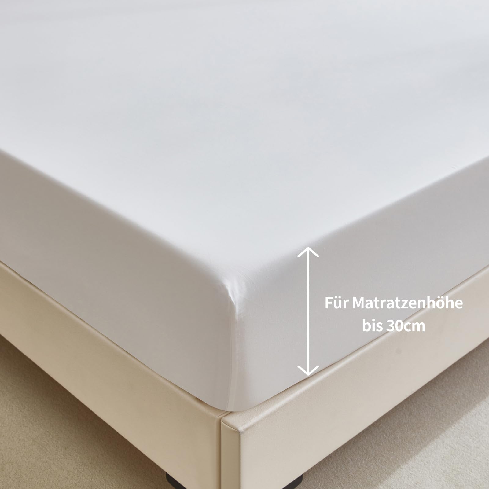 Drap-housse 200 x 200 cm - Coton uni - 200 x 200 cm - 100 % coton - Uni - Doux et respirant - Convient pour matelas de 30 cm