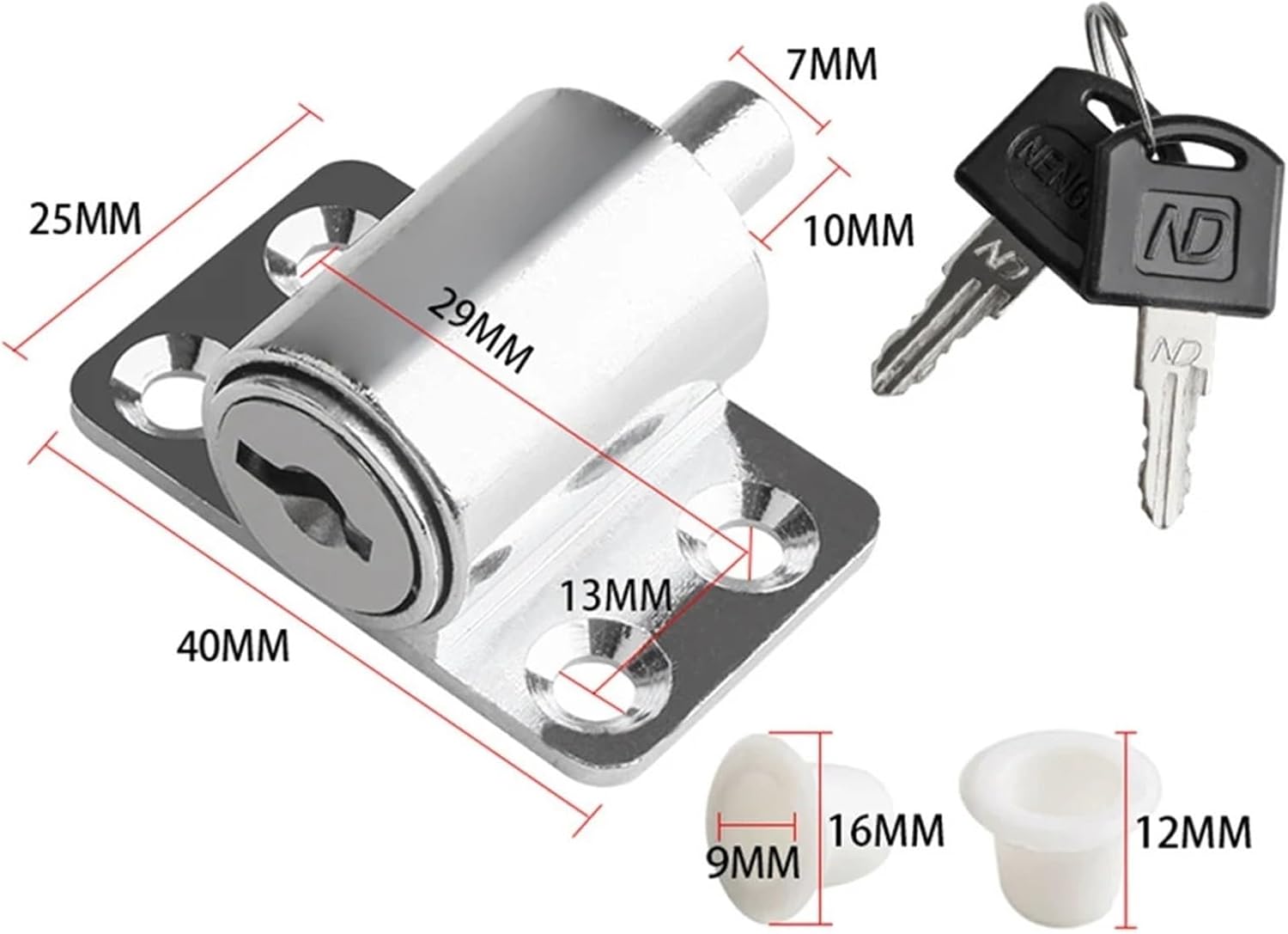 Sliding Door Window Locks with 2 Keys Safety Protection Aluminum Alloy Door Security Lock Catches Set 1Pcs(White)
