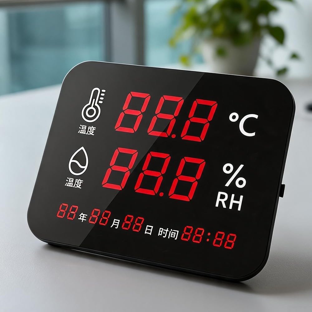 Termómetro higrómetro industrial -40 hasta 80 °C LED pared