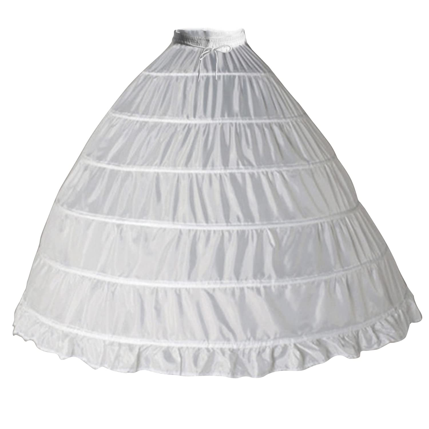 6 Hoop Women's Polyester Skirt Shapewear Petticoat Underskirt for Wedding Dress Shapewear Undergarments Petticoat, Bridal Ethnic Wear Dress Ball Gown Shape Wear Dress Crinoline Shaper White