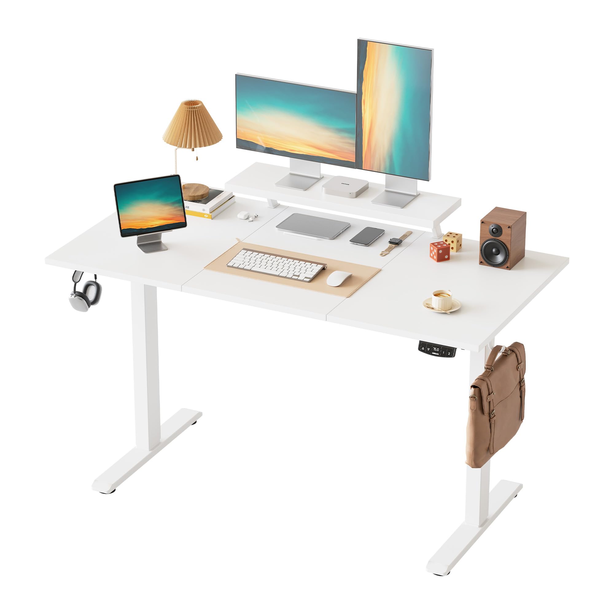 Klicelor Höhenverstellbarer Schreibtisch, Elektrischer Steh-Sitz Bürotisch, Computertisch mit 2 Memory-Funktionen, Stehpult, für Homeoffice & Büro