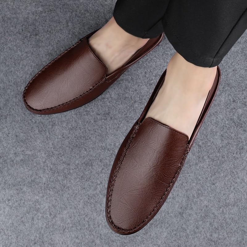 Men's Loafers Round Toe PU Leather Solid Color Loafer Shoes Anti-Slip Flexible Comfortable Wedding Party Slip On4