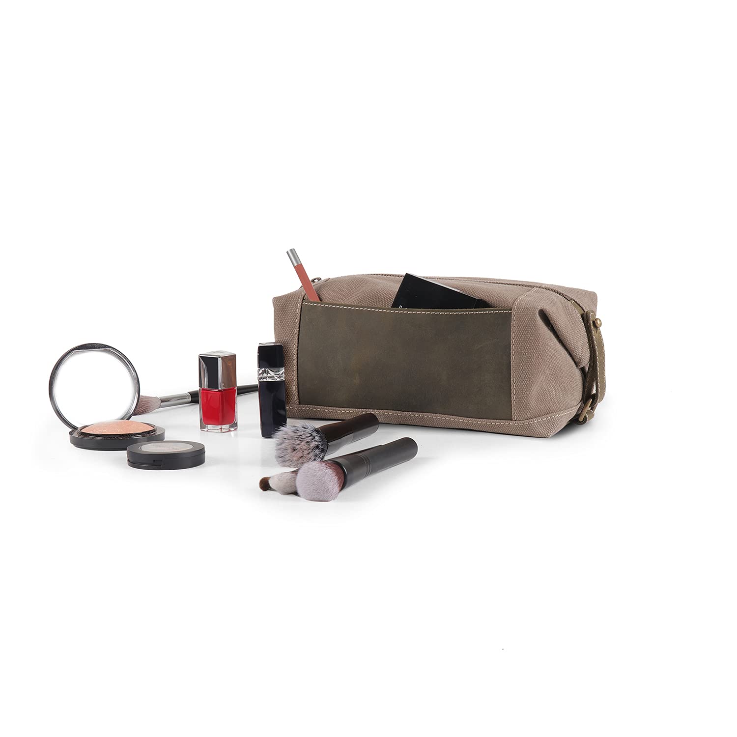 Londo Trousse de toilette Trousse de toilette de voyage en cuir véritable et toile Dopp Kit - Unisexe