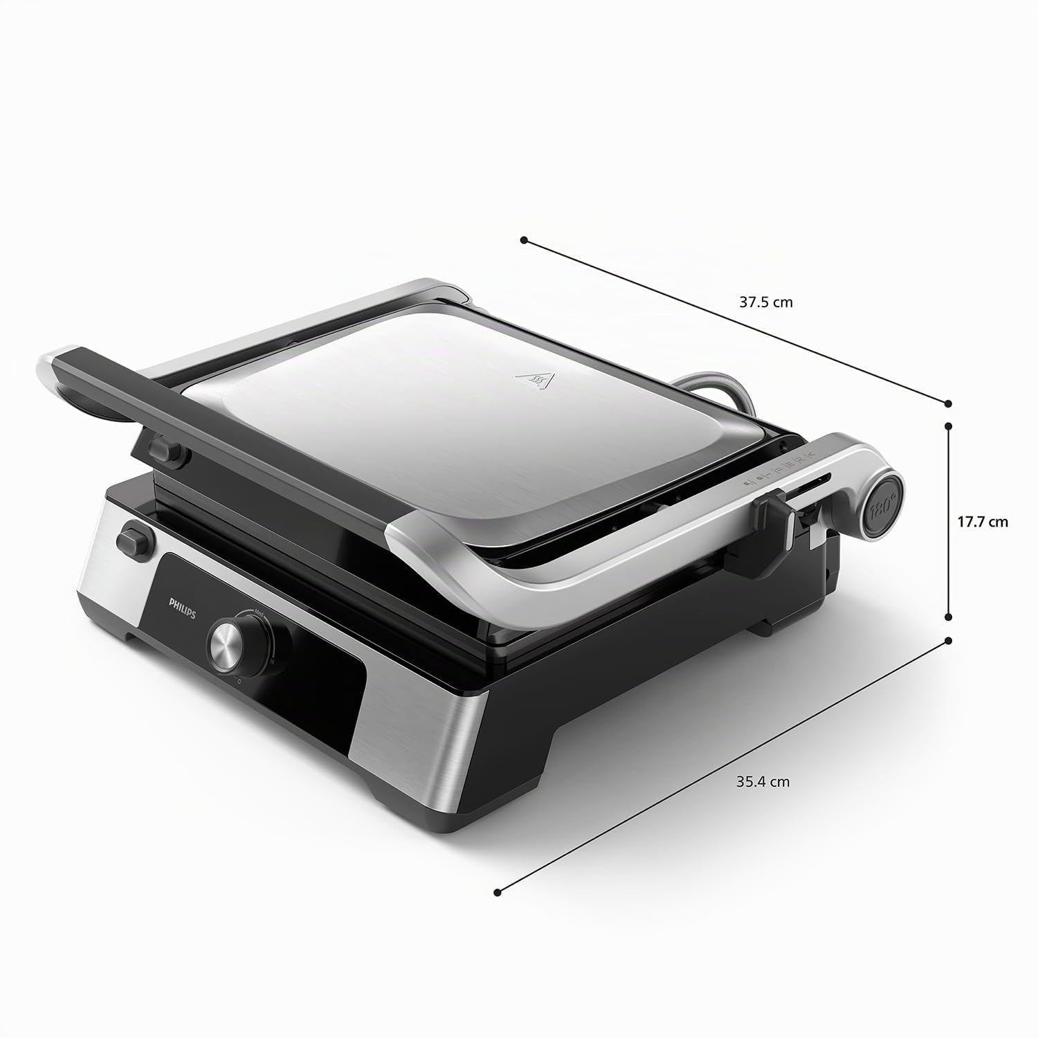 Philips Griglia Elettrica - Contact Grill. Temperatura regolabile. Ampio grill e prestazioni ad Alta Potenza. Piastre Antiaderenti e vassoio raccogli grasso rimovibili. (HD6301/90)