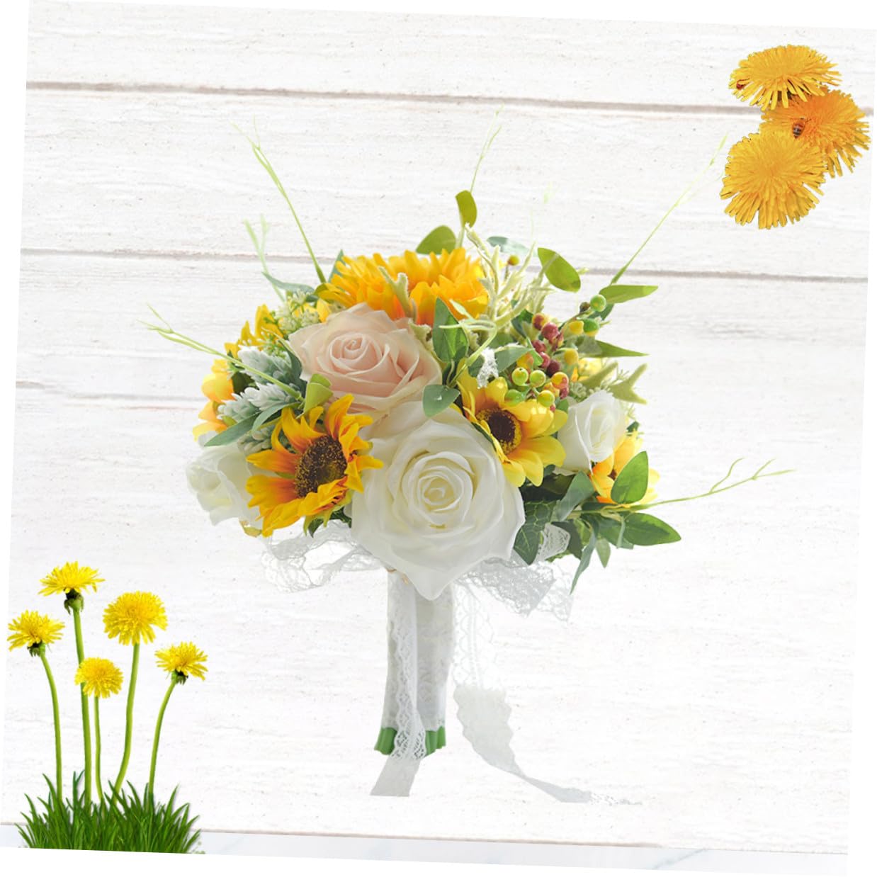 Künstlicher Sonnenblumen Brautstrauß aus Seide Langlebige Hochzeitsdekoration mit Zartem Design für Partys und Tanzveranstaltungen