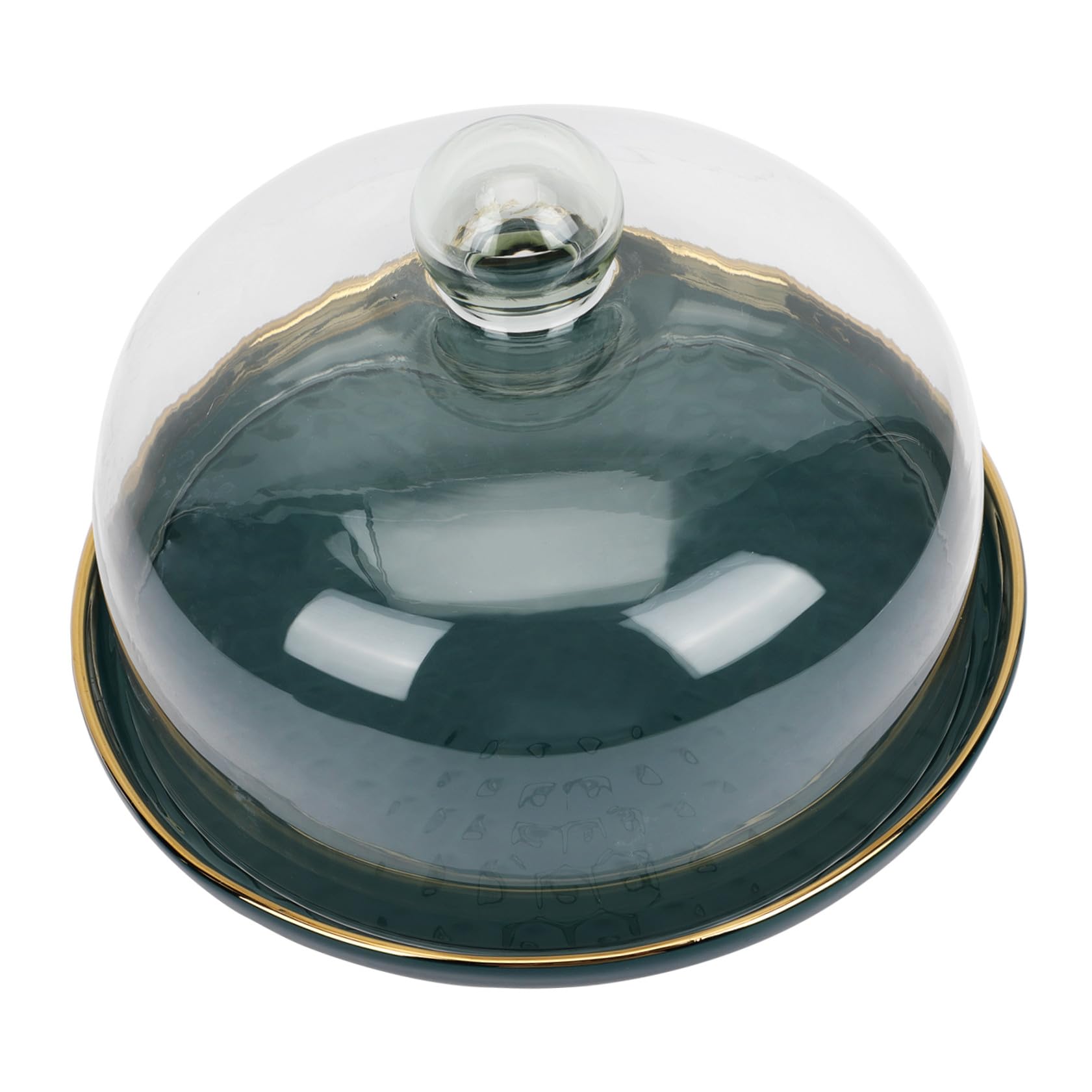 Artibetter Cloche à Fromage en Verre avec Plateau en Céramique pour Gâteau et Fruits, Pratique et Sûr, pour Anniversaires et Présentation Élégante