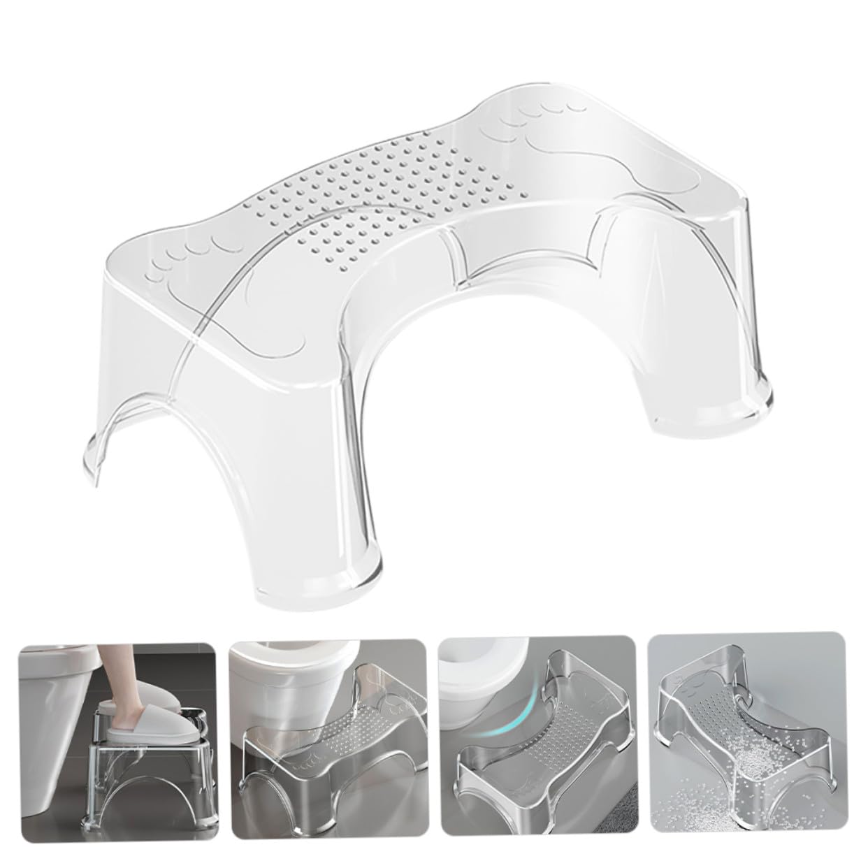 Sgabello per Wc Trasparente Antiscivolo Multifunzione Sgabello Bagno Elevato per Indipendenza e Allenamento Vasino Pedana per Toilette per Uso Quotidiano