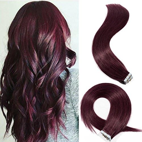 21" 70g Tape in Hair Extensions 30pcs Burgundy