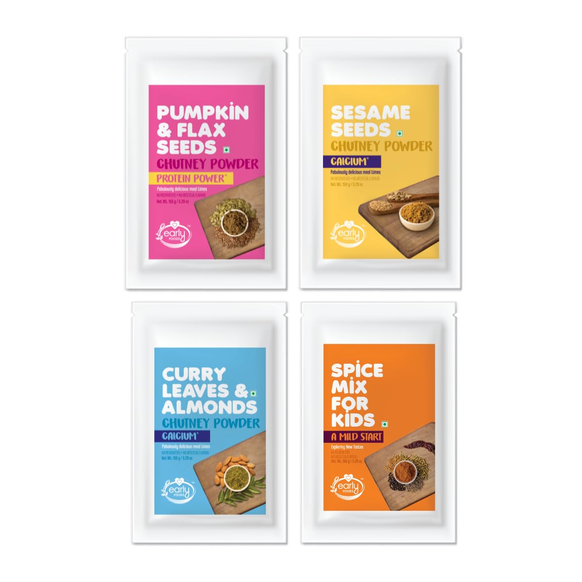 Early Foods - Pack of 4 Combo of Spice Mix & Chutney Powders for Kids | Instant Chutney Podi | Best Replacement for Ketchup (B0BZYWBWDY) Amazon Price History, Amazon Price Tracker