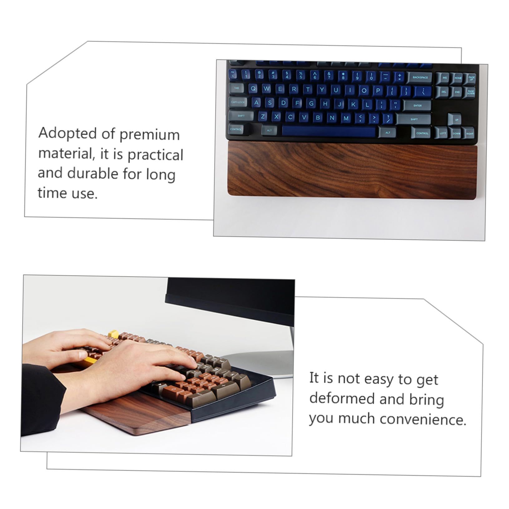 Walnussholz Ergonomische Handgelenkauflage 440mm für Tastatur