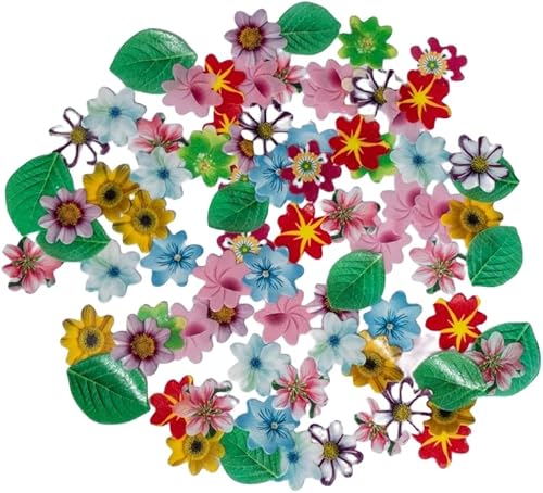 Miniatura 6 de Flores comestibles, hojas comestibles y mariposas comestibles, papel de oblea, decoración de cupcakes para decoración de papel de arroz, decoración